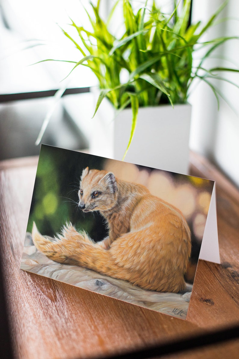 Mongoose Greeting Card featuring painting in soft pastels image 2