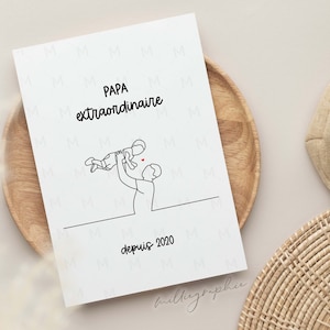 Cadeau fête des pères, carte postale papa extraordinaire, affiche personnalisée pour papa
