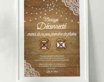 Póster de boda desconectado, ¡No hay teléfonos móviles en la boda!