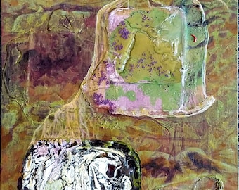 Caves and Layers, 10 x 20 in. Acrylic Painting and Prints by Roxanne Thompson