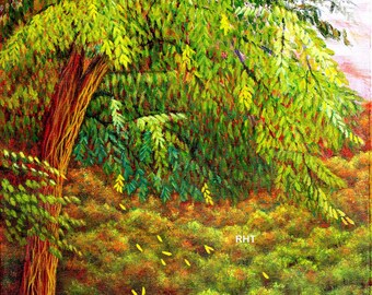 Yellow Leaves Falling, 16 x 20 inches, Canvas or Paper Prints by Roxanne Thompson