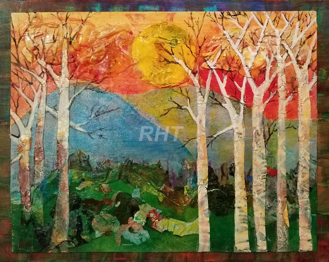 Mountain Meadow Sunrise, 12 x 16 inches, Original Acrylic Painting by Roxanne Thompson