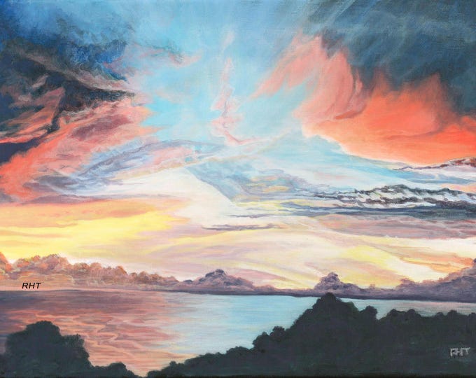 Ozark Lake Sunset,  12 x 16 in., Original Giclee prints, by Roxanne Thompson