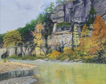 Pruitt, After the Flood, Original Acrylic Painting of the Buffalo River by Roxanne Thompson