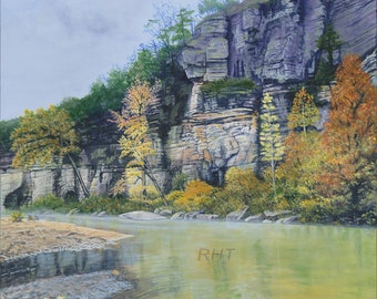 Pruitt, After the Flood, Original Acrylic Painting of the Buffalo River by Roxanne Thompson