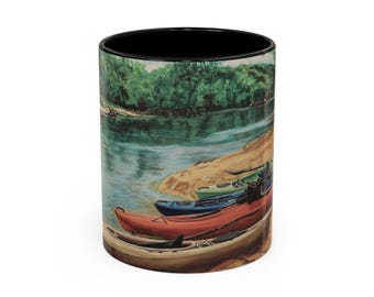 Accent Coffee Mug (11, 15oz), Kayaks on the Buffalo