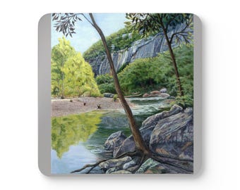 Corkwood Coaster Set, Steel Creek View