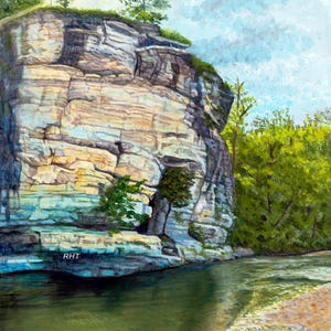 Ozark Peek Acrylic Painting Print: Buffalo River Art, Arkansas Landscape (16x20 in)