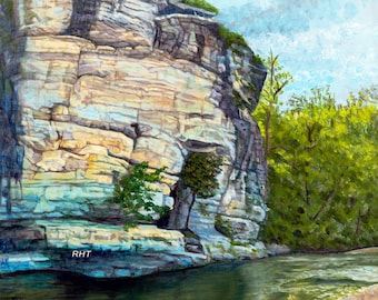 Ozark Peek Acrylic Painting Print: Buffalo River Art, Arkansas Landscape (16x20 in)
