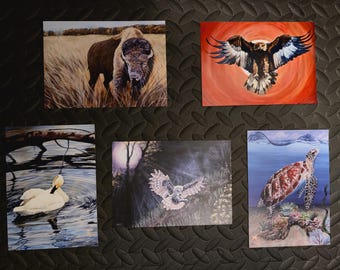 Animal Painting Cards: 5x7 Art Card Set