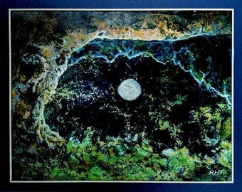 Moonlit Oak, 11 x 14 inches, Acrylic Painting by Roxanne Thompson