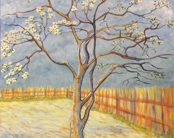 Van Gogh Dogwood, Original 16 x 20 inch Acrylic Painting and Prints by Roxanne Thompson