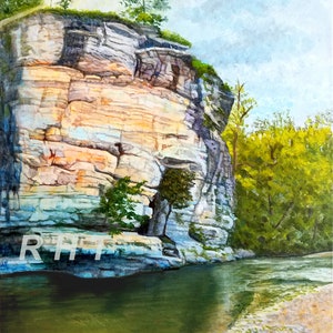 Buffalo River, Ozark Peek, 16 x 20 in, Original Acrylic Painting and Prints by Roxanne Thompson