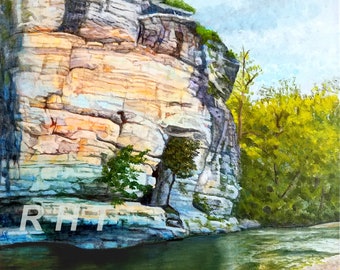 Buffalo River, Ozark Peek, 16 x 20 in, Original Acrylic Painting and Prints by Roxanne Thompson