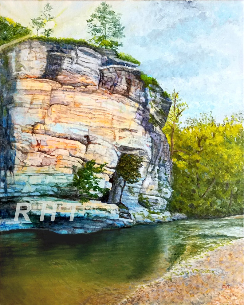 Buffalo River, Ozark Peek, 16 x 20 in, Original Acrylic Painting and Prints by Roxanne Thompson image 1