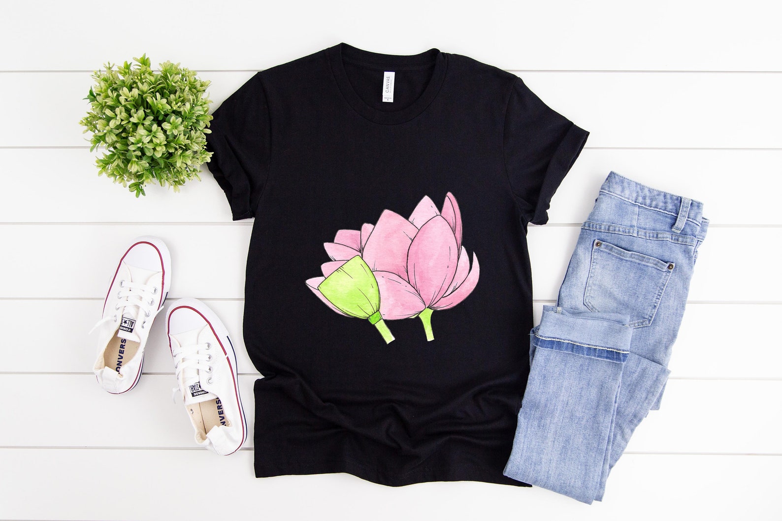 Pink Lotus Flower Women's T-Shirt | Etsy