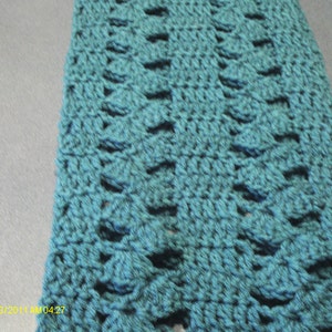 Aqua Crocheted Long  Scarf