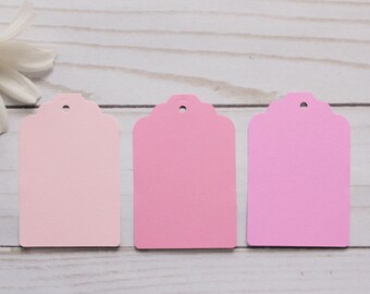 20x Pink Tags, Paper Tags, Pink Hang Tags, Pink Gift Tags, Paper Gift Tags, Price Tags, Wedding Tags, Thank you Tags, Rectangle Tags