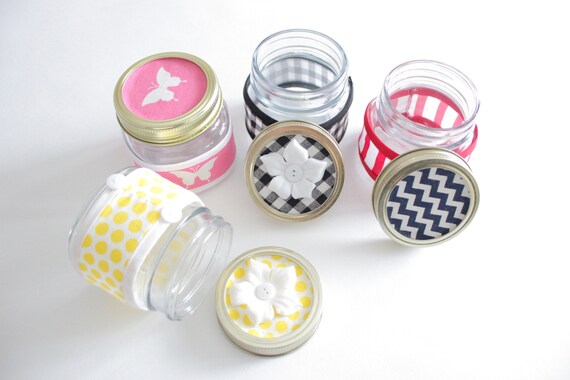 Set 4 Small Mason Jars Flower Home Decormason Jars Decor Etsy