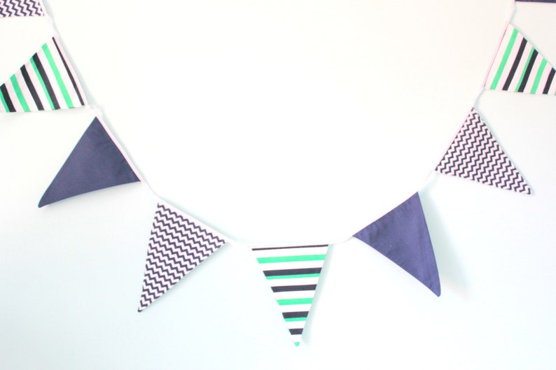 Kids Decor Boys Party Decor 8/'8 Blue and Green Banner Wall Decor Flag Banner Blue and Green Fabric Bunting Boys Backdrop 2.7m