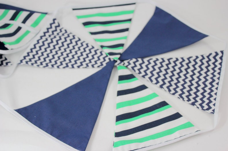 Kids Decor Boys Party Decor 8/'8 Blue and Green Banner Wall Decor Flag Banner Blue and Green Fabric Bunting Boys Backdrop 2.7m