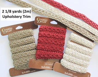 2 1/8 (2m) Yard Upholstery Trim - 3/4" (18mm) Wide, Gimp Trim, Home Decor Trim, Braid Trim, 18mm Trim, Green Trim, Burgundy Trim, EcruTrim