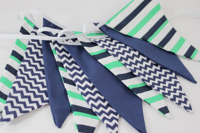 Kids Decor Boys Party Decor 8/'8 Blue and Green Banner Wall Decor Flag Banner Blue and Green Fabric Bunting Boys Backdrop 2.7m