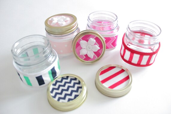 Set 4 Mason Jars Decorated Mason Jars Small Mason Jars Kit Etsy