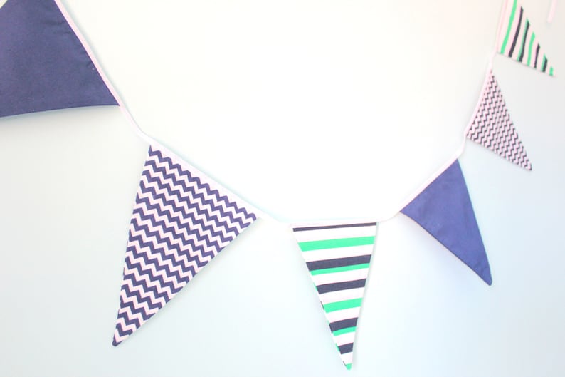 Kids Decor Boys Party Decor 8/'8 Blue and Green Banner Wall Decor Flag Banner Blue and Green Fabric Bunting Boys Backdrop 2.7m