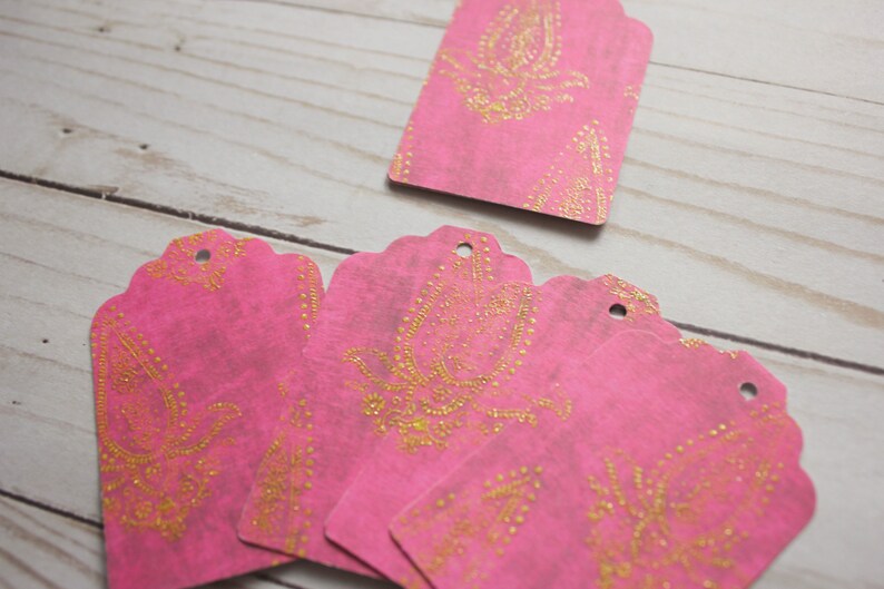 Glitter Paper Tags Elephant Paper Tags Elephant Gift Tags India Tags 16x Metallic Cardstock Tags India Hang Tags Pink Paper Tags