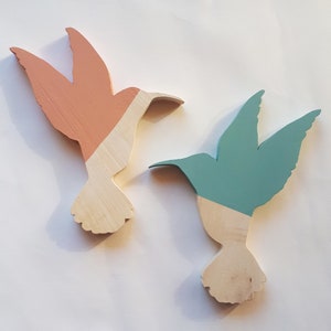 A handmade wooden hummingbird. A unique, colorful and poetic decoration. image 1