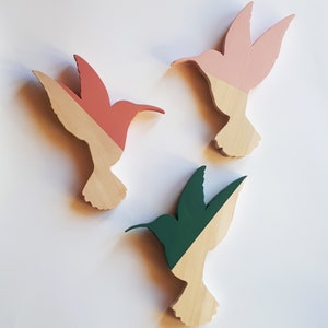 A handmade wooden hummingbird. A unique, colorful and poetic decoration. image 2