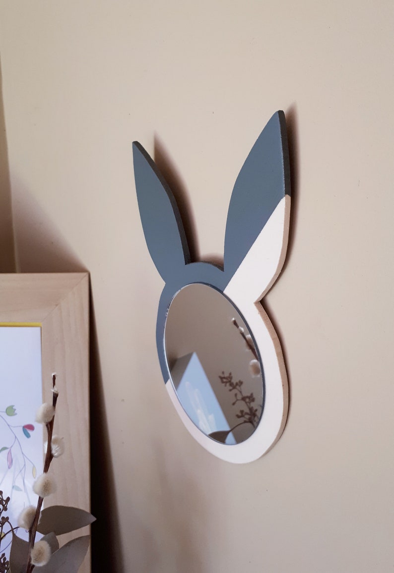 Miroir lapin bois, parfait cadeau de naissance image 3