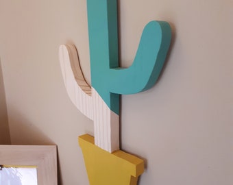 Wooden cactus wall decoration