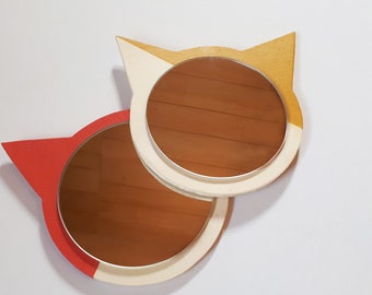 Wooden cat mirror perfect birth gift