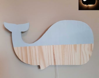 Nightlight Wood Led Whale, your children will no longer be afraid in the evening! A soft and subdued light.