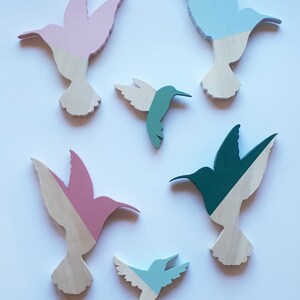 A handmade wooden hummingbird. A unique, colorful and poetic decoration. image 7