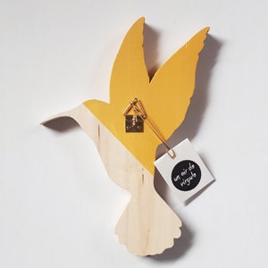 A handmade wooden hummingbird. A unique, colorful and poetic decoration. image 5