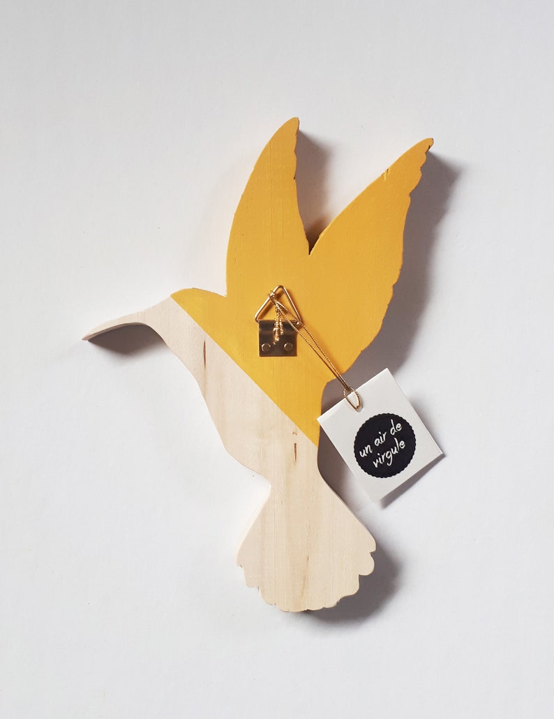 A handmade wooden hummingbird. A unique, colorful and poetic decoration. image 5