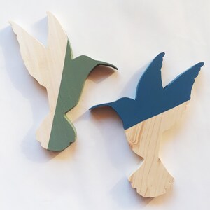 A handmade wooden hummingbird. A unique, colorful and poetic decoration. image 3