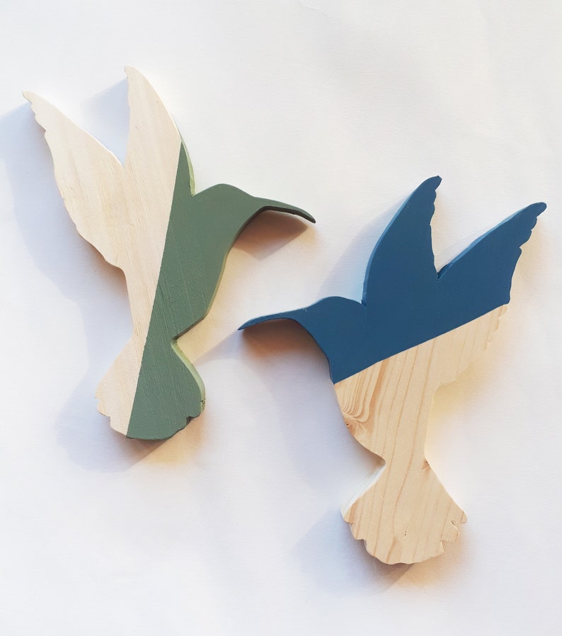 A handmade wooden hummingbird. A unique, colorful and poetic decoration. image 3