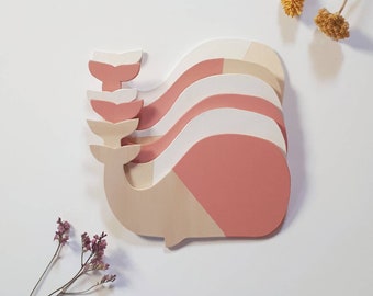 Wooden mobile Whale, decoration baby room