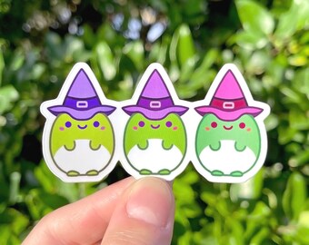 Witchy Frog Plushie Sticker | Glossy Waterproof Vinyl Decal