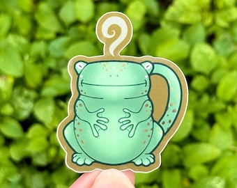 Froggy Mug Sticker | Cottagecore Vinyl Decal