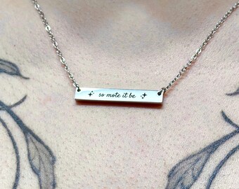 So Mote It Be Horizontal Bar Necklace | Engraved Witch Jewelry