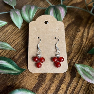 Carnelian Holly Berries Earrings - Crystal Witch Earrings, Celtic Jewelry, Christmas Earrings, Spiritual Jewelry