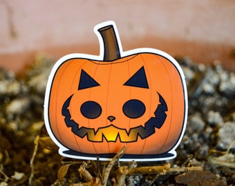 Cat-o-Lantern Sticker | Glossy Vinyl Pumpkin Cat Decal
