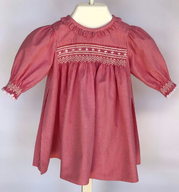 red smock dress baby