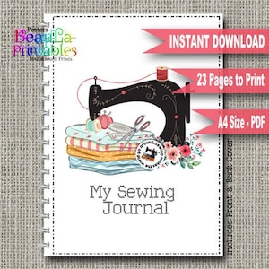 Naaijournaalplanner - afdrukbaar naaidagboek - notitieboekje naaien - naaistempelstickers - naaitabel - afdrukbare pdf direct downloaden