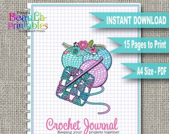 Crochet Journal Planner, Printable Crochet Journal, Crochet Notebook, Printable Planner, Printable Journal, Printable PDF, Instant Download